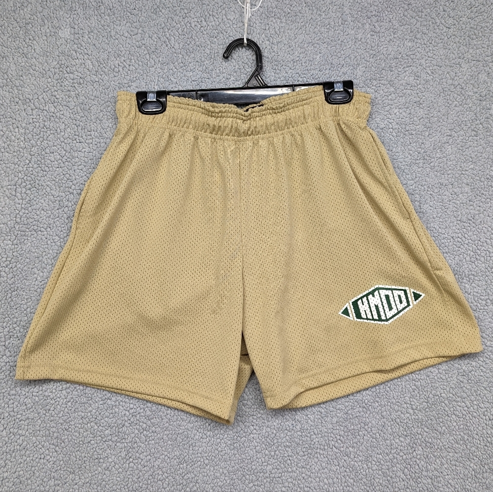 HMDD Shorts Mens Large Happy Memories Don't Die Los Angeles Cali Tan Beige USA - Picture 1 of 14